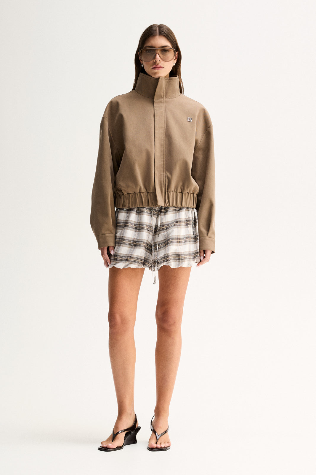 Heather Short White Check