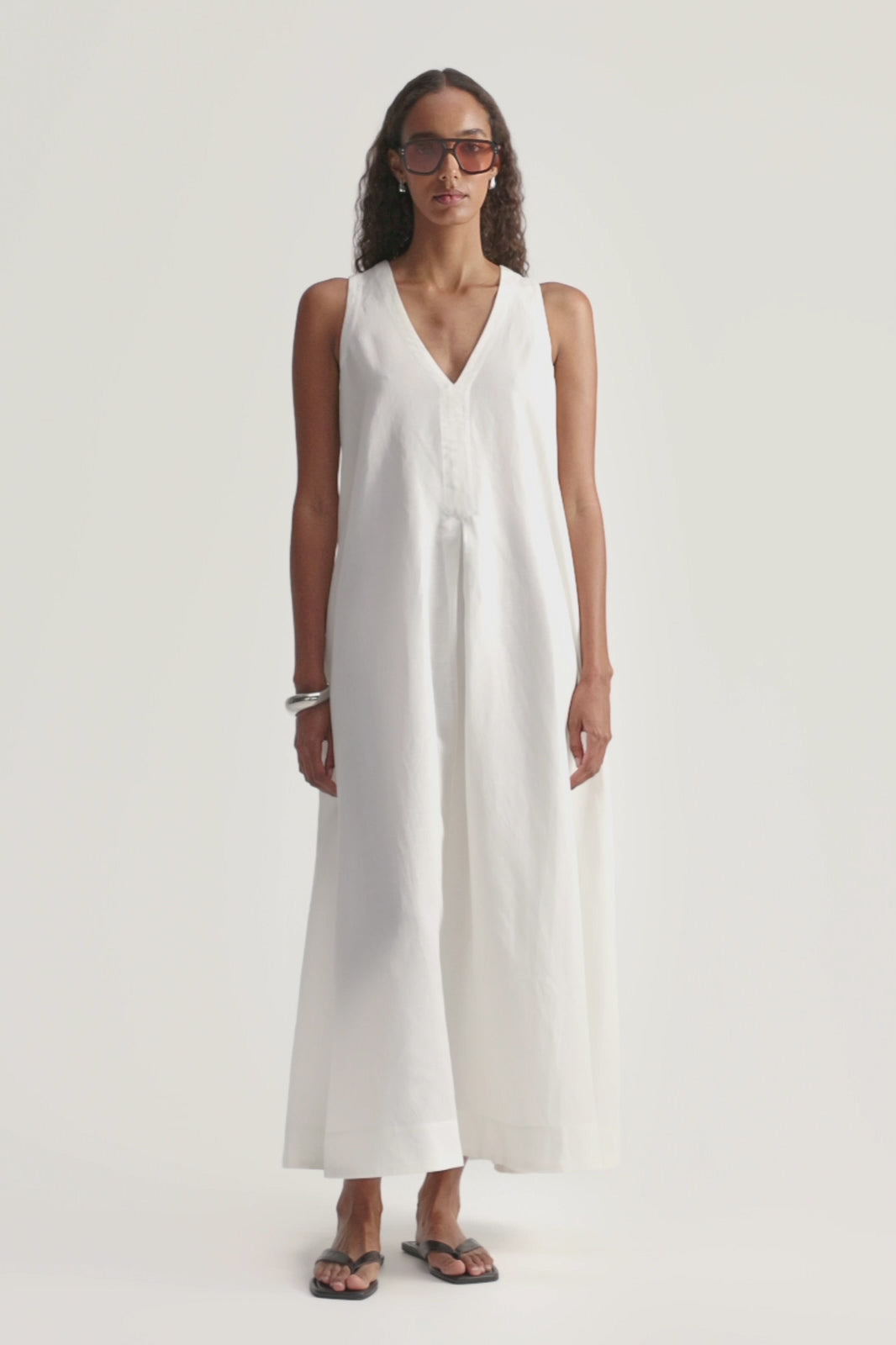 Mallory White Linen Blend Maxi Dress