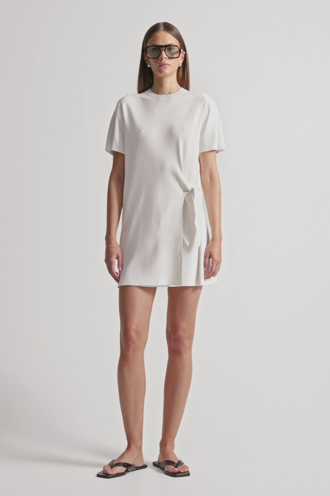Romeo White Mini Dress with Tie | Elka Collective