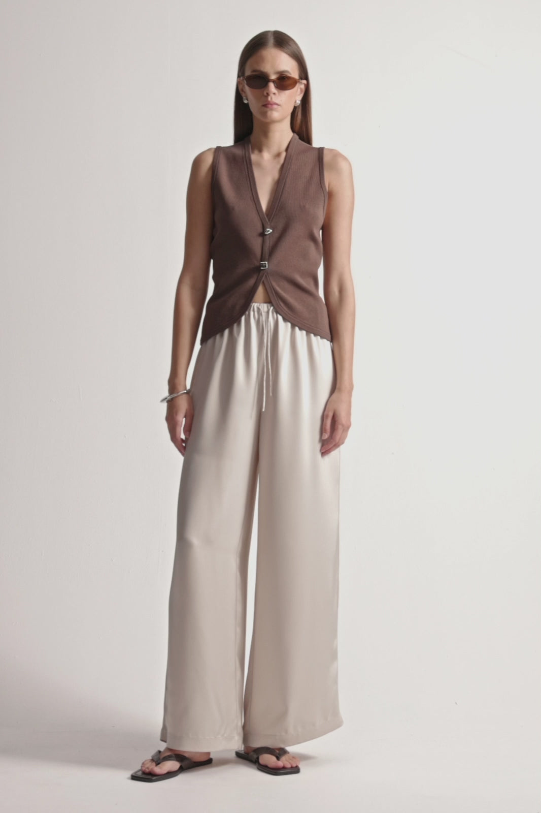 Lana Brown Knit Vest Top | Elka Collective