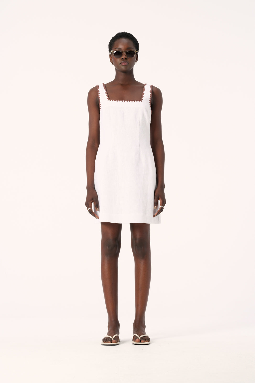 Square neck outlet linen dress