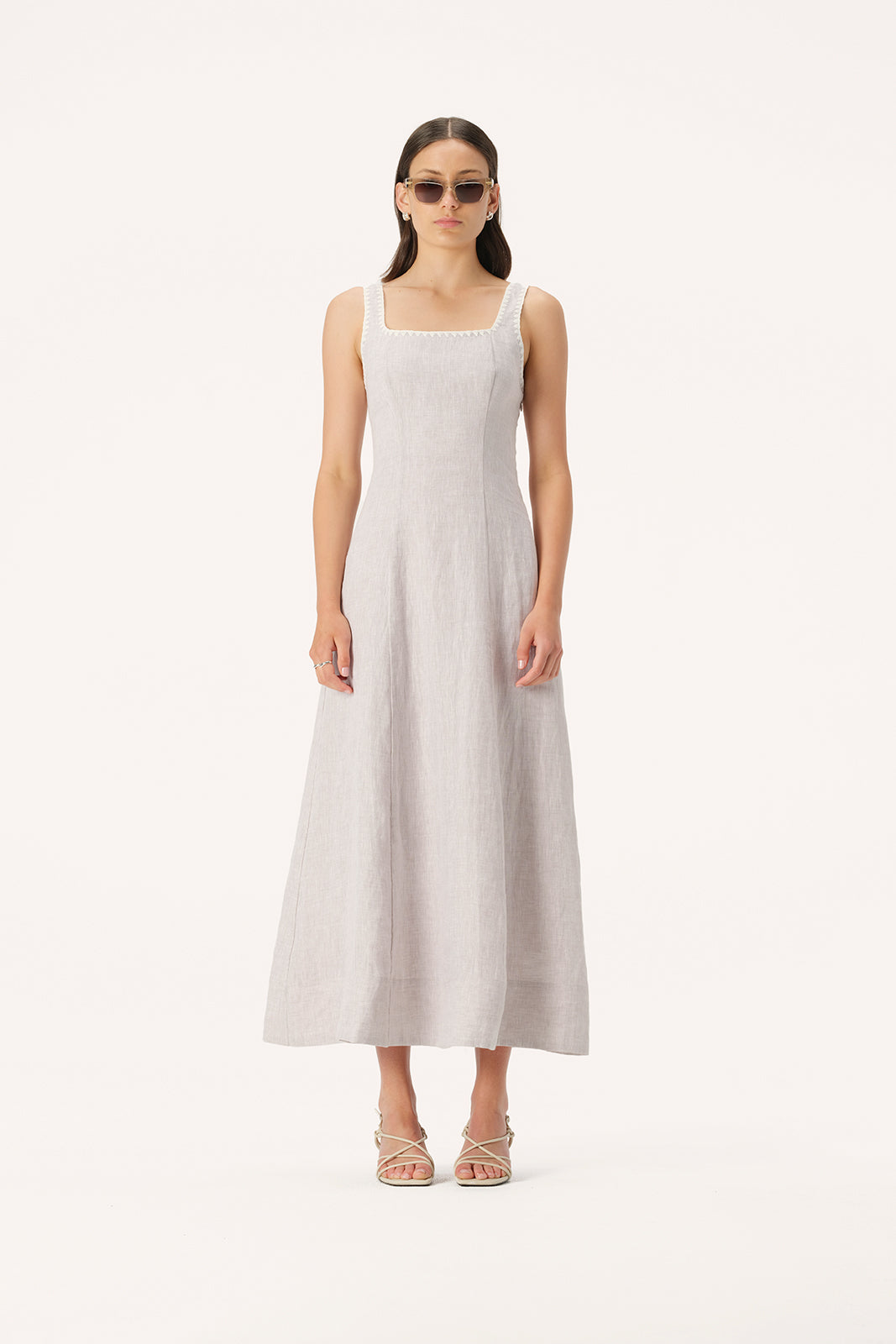 sleeveless linen maxi dress