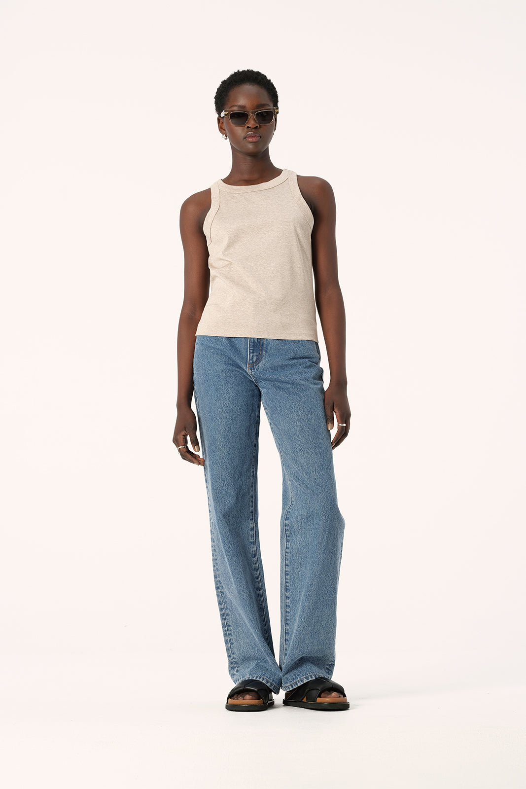 トップス marno mia tank Mia Cotton Tank Top Oat Marle | Elka Collective