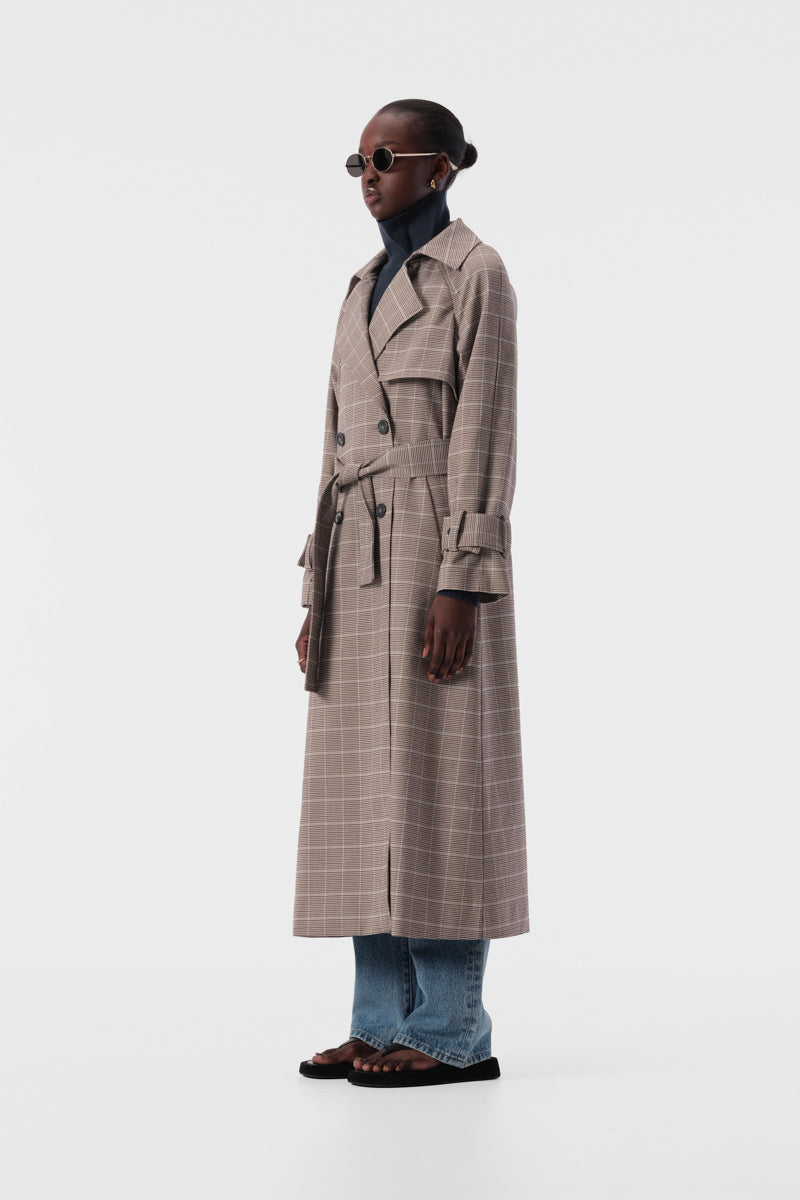 Grey check 2025 trench coat