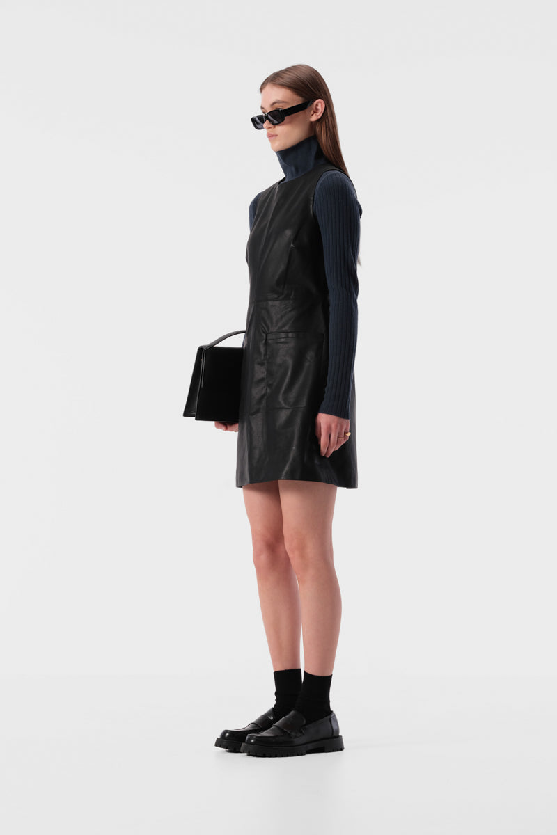 Leather pinafore dress sales h&m