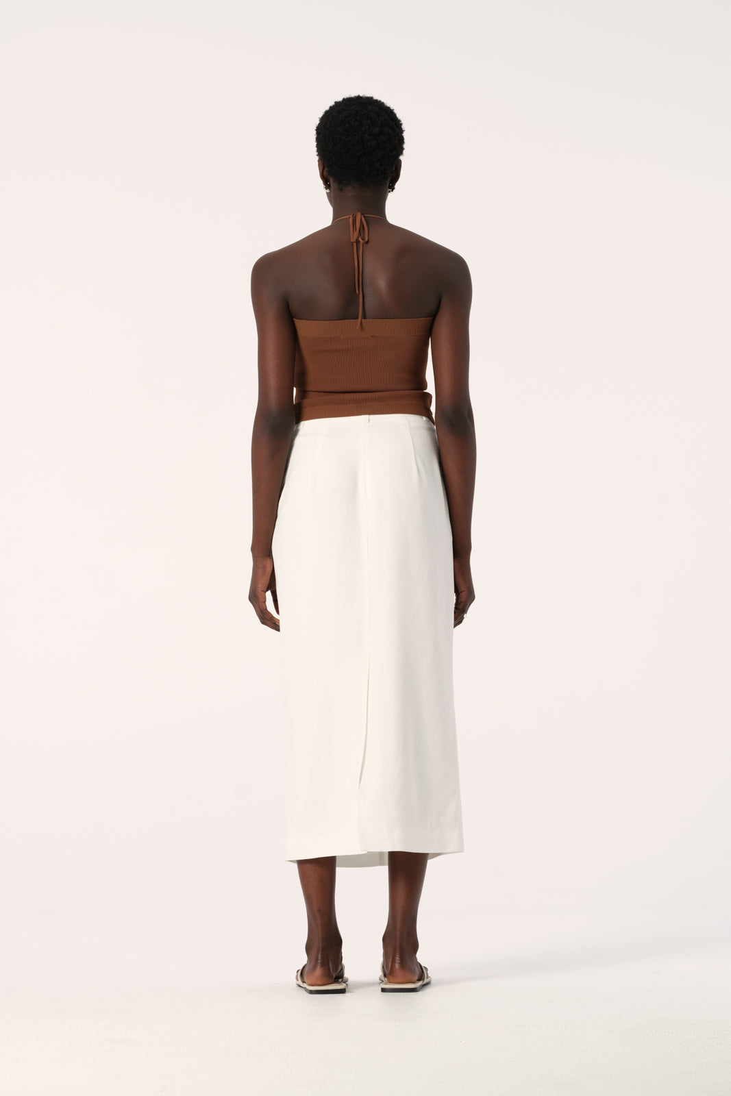 Elka Collective Mariolu Halter Neck Knit Top in Caramel