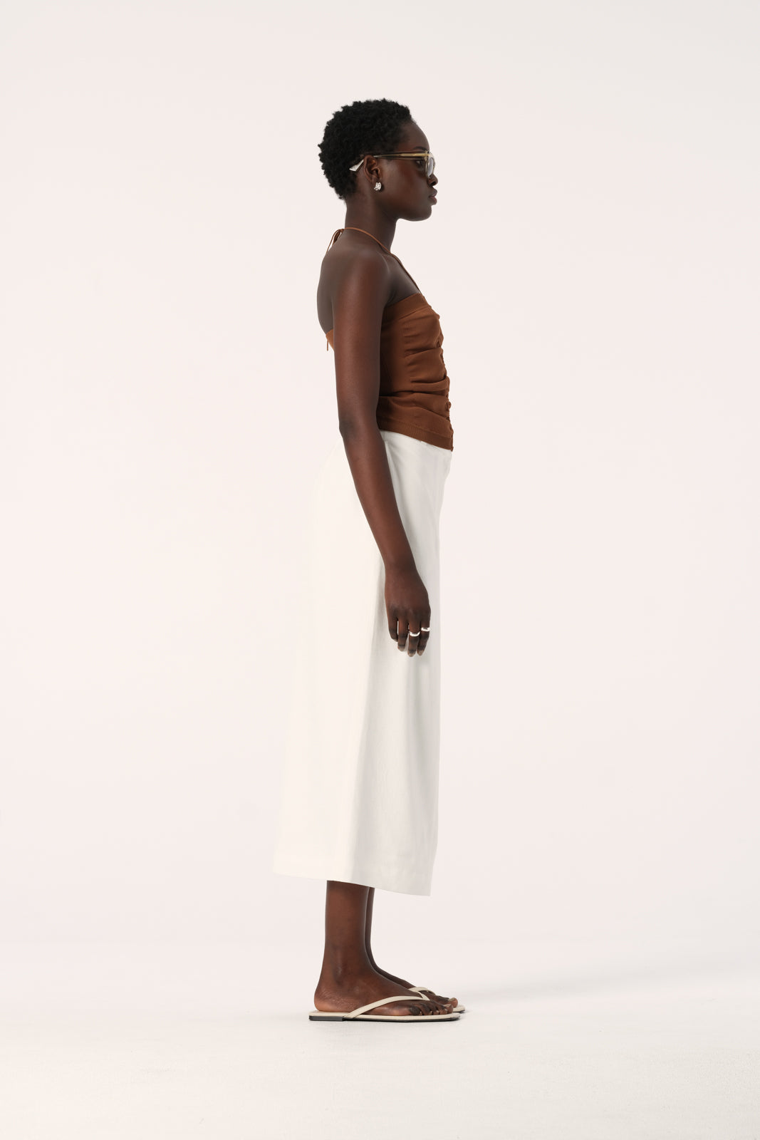 Elka Collective Mariolu Halter Neck Knit Top in Caramel