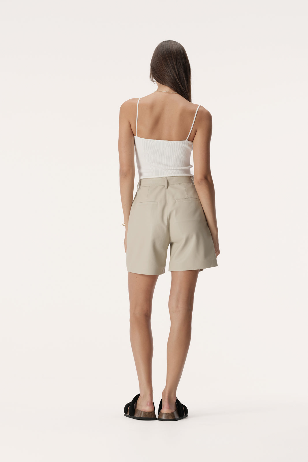 High waisted vegan leather wide leg short
